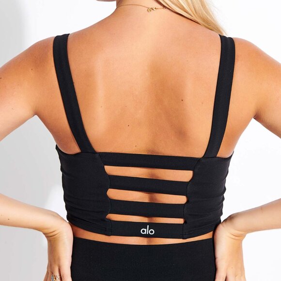 Alo Sports Bra fortify longline tank womens Black (small) - Picture 1 of 6